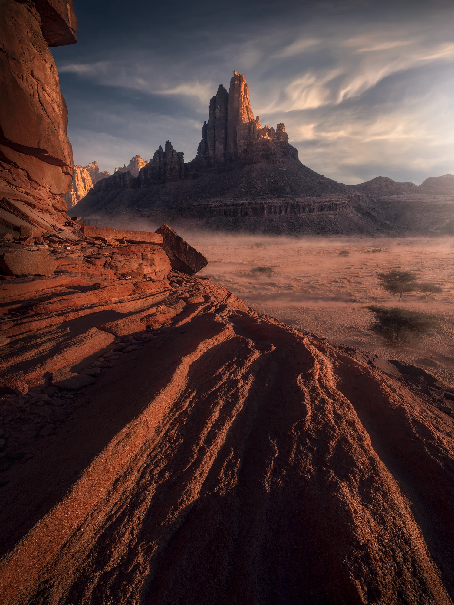 Ascend Through Silence Dramatic sunset mountain and desert landscape from Tabuk, Saudi Arabia